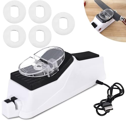 WIYETY Elektrischer Messerschärfer für zu Hause, Messerschärfer, Messerschärfer-Werkzeugset, Messerschärfer für Küchenmesser mit Schärfen und Polieren, 5 Sekunden zum schnellen Schärfen