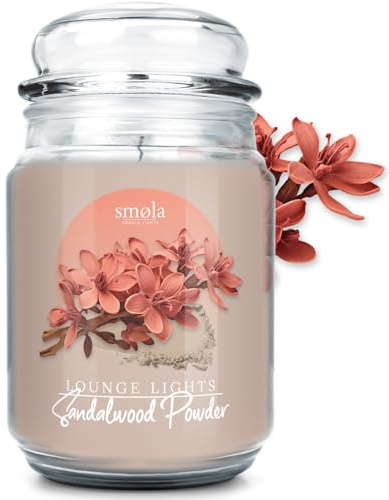 smøla Große Duftkerze im Glas I Sandalwood Powder 625ml - Kerze I bis zu 140 Stunden Brenndauer I vegane Sojawachs-Kerze I perfekte Geschenkidee