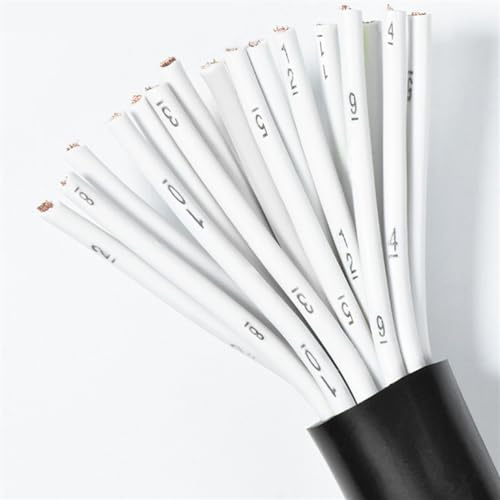 QTNLFCKVZ Multi-Conductor Cable Outdoor Landscape Wire, 16 Core Control Cable Multi Core Conductor Electric Cable 0.12mm to 1mm Black Soft Sheathed Copper Wire(16 cores 0.2mm)