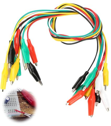 Huybaa 10 Pièces Pince Crocodile Fils de Test, Câbles de Test isolés, Câble de mesure à double extrémité pour Industriel/Voiture/autres Composants