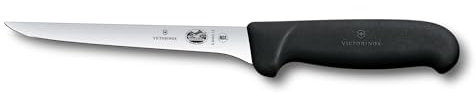 Victorinox Fibrox, Coltello per disossare, Coltello da Cucina Affilato, per Carne e Pollame, 15 cm, Lama Dritta, Rigido, Acciaio Inossidabile, Nero