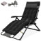 Sonnenliege Klappbar Liegestuhl Extra Groß Gartenliege, Relaxliege Outdoor mit Auflage, Relaxsessel Garten 7-fach Verstellbare Rückenlehne & Fußstütze, Liege Klappliege für Balkon Patio Pool,Schwarz