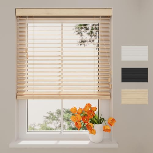 DTCH® Holzjalousie innen Natur 80 x 240 cm (BxH), 50mm Lamellen aus Paulownia Holz, Breiten von 50 bis 250 cm erhältlich, Innenjalousie, Fenster Jalousien