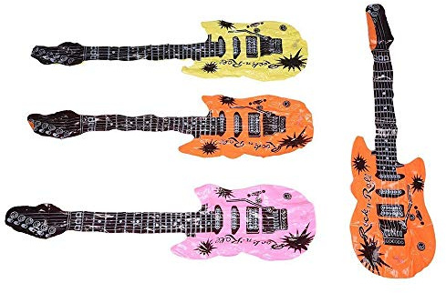 Guitarra Inflable PVC Aire Guitar Guitarra Inflable Colorida para Cumpleaños de Boda Bachelor Party Carnaval 4 unids/Set Creativo y útilProceso Profesional