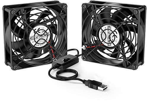 ELUTENG Dual USB Fan 80mm, 3 Speed Adjustable USB Ventilator with 2750RPM 5V Fan for Computer/Laptop/Router/TV Cabinet/DVR/Xbox/Game Console Cooling