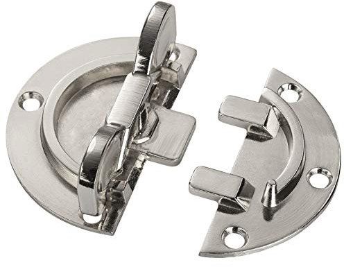 SOTECH Drehriegel Ø 60 mm, Stahl vernickelt, Arbeitsplattenverbinder, Tischplattenverbinder zum Anschrauben