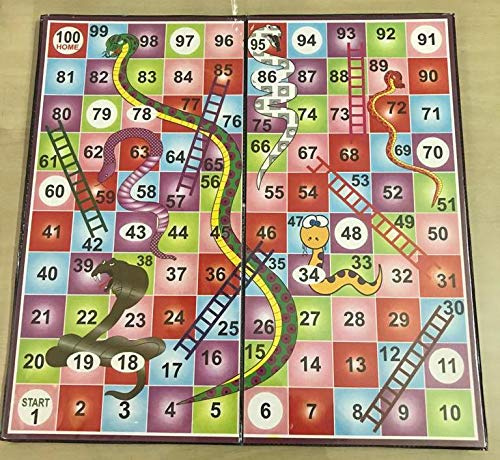 Gamez Galore Snakes and Ladders Classic Edition Folding Board Game for 4 Players, Ages 4+