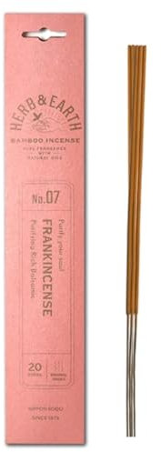 HERB & EARTH H&E Bamboo Incense - Frankincense - 20 Sticks by Nippon KODO, Japanese Quality Incense Since 1575