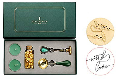 Juego Cera de Sellado Retro, Completo Kit de Sellos de Cera con Sello de Cuchara de Vela, Ceras Adhesivas para Manualidades, Manuscritos Antiguos, Tarjetas Felicitación, Invitaciones Boda