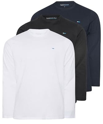 BadRhino Big & Tall 3 Pack & White Long Sleeve T-Shirts - Men's - Plus Size Curve