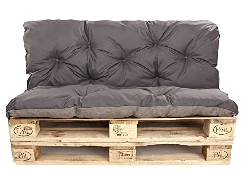 Palettenkissen Outdoor - Palettenkissen Set - Palettenkissen Set Indoor (Sitzkissen 120x60 +Rückenlehne 120x50, Anthrazit)