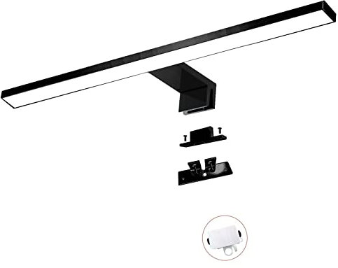 YIQAN LED-Spiegelleuchte 3000K Warmes Licht Mattschwarz 40cm Badezimmerleuchte 10w 800lm Badezimmerschrankleuchte 3 Installationsmöglichkeiten Schrankbeleuchtung…