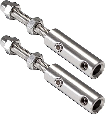 PRIOstahl Terminale a vite per fune metallica con perno filettato, 2 pezzi per fune metallica da 4 mm fino a 6 mm, per il fissaggio di funi metalliche, antiruggine in acciaio inox V2A