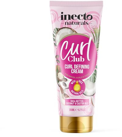 INECTO Curl Club, Curl Defining Cream 200ml, for all Curly Hair types, Vegan & Cruelty Free, Curl Defining for Curly or Wavy Hair, 100% Natural