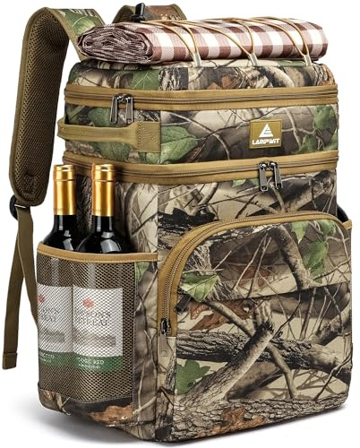 Laripwit Zaino Termico Grande 30 Litri, a Prova di Perdite, a Doppio Strato, da Picnic Borsa Frigo Zaino, Per Uomini e Donne, Perfetto Per Campeggio, Pranzo, Spiaggia, Camouflage