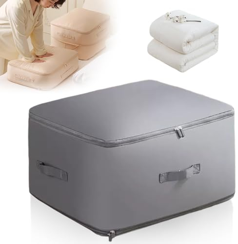 Ultra Platz Sparender Selbstkomprimierender Organizer, Aufbewahrungstasche Komprimierender Beutel, Groß Bewegliche Organizertaschen for Bettdecken Kleidung Decken (Grau, L 52x42x30cm)