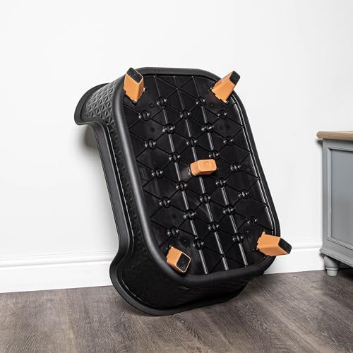 Samuel ALEXANDER 77cm x 58cm Black Plastic Raised Pet Basket with Legs - Waterproof & Chew Proof Hard Pet Basket – Raised Vet Bed for Dogs & Cats – Indoor & Outdoor Use