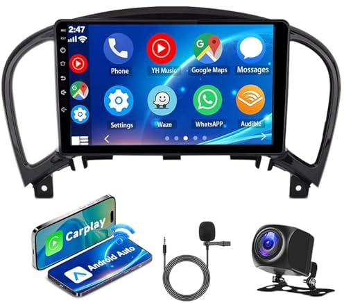 9inch Android 13 Car Stereo For Nissan Juke 2010-2014 Touch Screen Car Radio Receiver w/CarPlay/Android Auto Double Din Car Stereo Head Unit GPS Navi Wifi Bluetooth FM/RDS Radio SWC Backup Camera