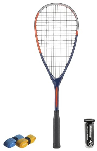 CX Pro Sport Tristorm Pro Squash Set – Includes 1 Dunlop Tristorm Pro Racket, 3 Competition Balls & 2 CX Pro Sport Grips – Exclusive Bundle