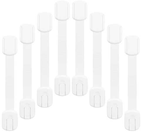 LKbeuuu 8-pack Child Safety Cabinet Locks, Child-proof Cabinet Locks with 3M Adhesive, No Drilling Required, Multipurpose Baby-proof Cabinet Locks For Drawers, Fridge, Cabinets, Toilet Seat and More