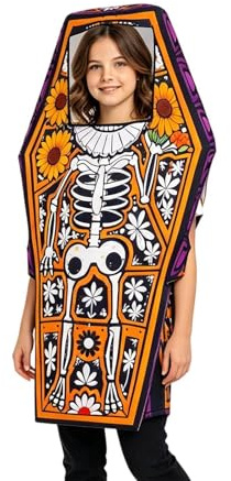 Rolig kista skalle kostym – polyester 102 x 54 cm 290 g | Bekväm kista form skelett onesie | halloween vampyrkista kläder jumpsuit bodysuit glatt cosplay gotisk nyhet