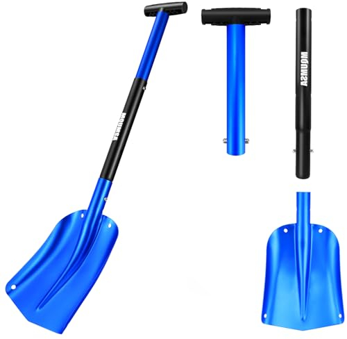 MQUMSA Tragbare Teleskop-Schneeschaufel aus Aluminium, verstellbar, erweitert, Blau