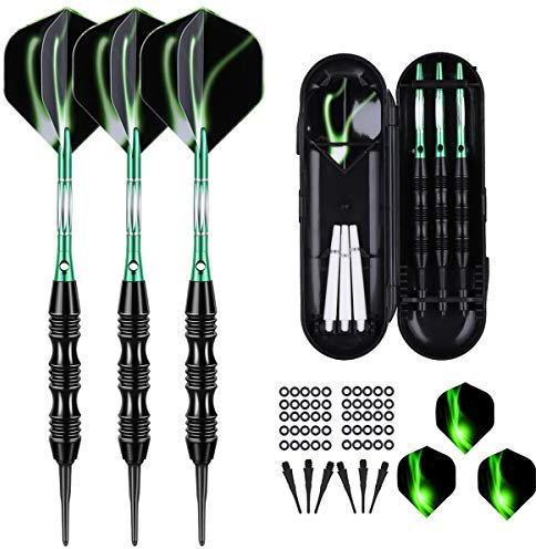 Dartpfeile, Dartpfeile mit kunststoffspitze für elektronische dartscheibe 20 Gramm, Profi Softdarts E Dart Pfeile, Aluminum Shafts 50 Anti-Lose Gummiringe 30 Spitzen 6 Flights
