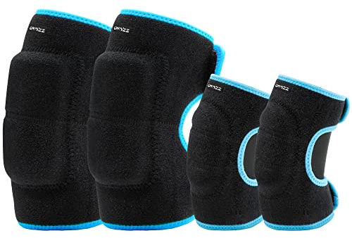 ONTYZZ Ensemble de Vêtements de Protection pour Enfants Doux Ajustable Coudières Kid Genouillères pour Vélo D'équilibre Planche à Roulette Rouleau en Ligne Patin Scooter Cyclisme Ski Noir-Bleu/M