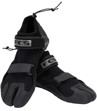 FCS SP2 Reef Booties – 1.5mm Neoprene Split-Toe Water Shoes with Adjustable Velcro Strap & Heel Toggle, Protective Surf Booties for Reef, Rocky Beaches, Kayaking & Paddleboarding (US Footwear Size System, Adult, Men, Numeric, Medium, 10)