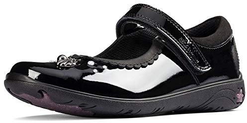 Clarks Sea Shimmer K Girls School Shoes 13 UK Child Black Patent