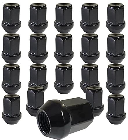 20 Radmuttern geschlossen Kegelbund 60° M12 x 1,5 kompatibel mit Ford, Chrysler, Toyota, Hyundai, Kia, Honda, Mazda (schwarz)