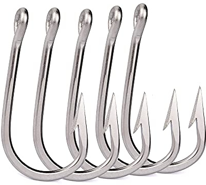 ANNIBBY Hameçons géants en acier inoxydable pour poissons de thon, thon et alligator - Taille 6/0-12/0