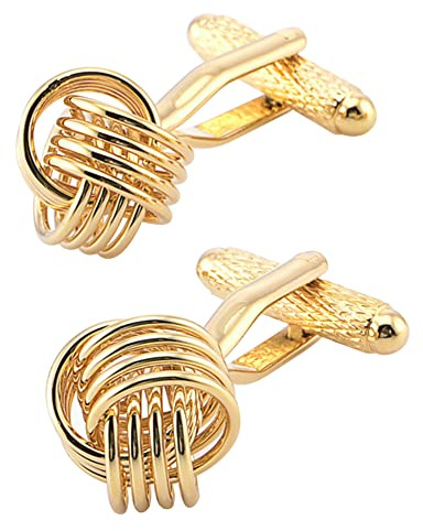 Jonwo Gemelos con nudo torcido en caja de regalo, gemelos para hombres y mujeres, botones de camisa diaria, regalo de boda, fiesta, accesorio de camisa de esmoquin, 0.59 Inch, Latón, Sin gemas.