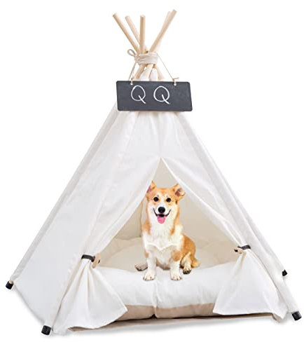 HOMCENT Tipi Zelt für Haustiere, Pet Tipi mit Kissen für mittelgroße Hunde, Katzen, Haustierzelt, Hundehütte, 50x50x70 cm