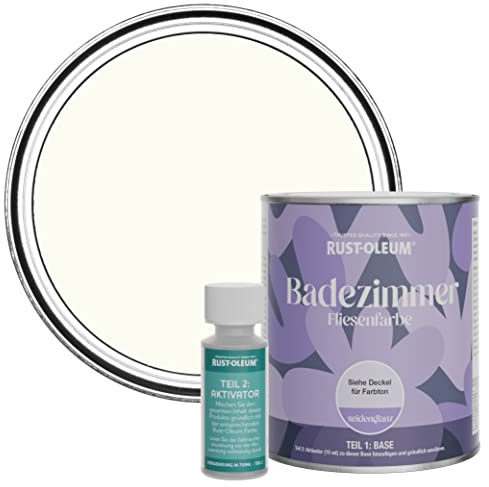 Rust-Oleum White Water-Resistant Bathroom Tile Paint in Satin Finish - Porcelain 750ml