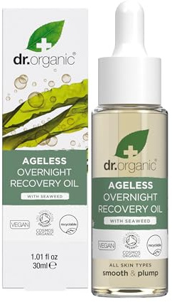 Dr Organic Ageless Übernachtungs-Recovery-Öl mit organischem Seetang, Feine Linien, Falten, Natürlich, Vegan, Tierversuchsfrei, Paraben- & SLS-frei, Recycelt & Recyclebar, Zertifiziert Bio, 30ml