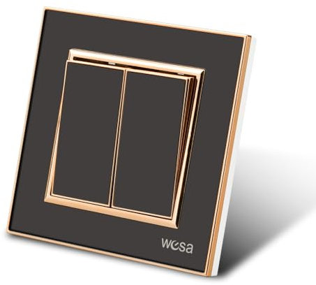 WESA Interruptor mecánico de luz, Interruptor de pared de 1 vía y 1 gancho de 10 A, Interruptor de luz de pared de 86 mm (2 Fach 1 Weg, NEGRO)