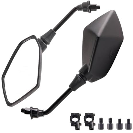 AUTOXBERT Motorcycle Mirrors For Handlebars, Scooter Mirrors ATV Mirrors With 8mm 10mm Bolt 7/8in Handlebars, Universal Rear View Mirror Fit For Dirt Bike, Scooter, ATV, Cruiser, Suzuki And More