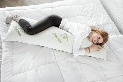 MKS. Seitenschläferkissen mit Baumwollbezug für Erwachsene | Körperkissen in voller Länge für Schwangerschafts- und postoperative Unterstützung(Creme)