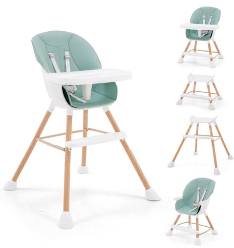 Baby Hochstuhl, 5 in 1 Hochstühle für Babys und Kleinkinder, leichter tragbarer Hochstuhl mit abnehmbarem Tablett Tassenhalter, Kleinkind Booster Sitz für Esszimmerstuhl, leicht zu reinigen