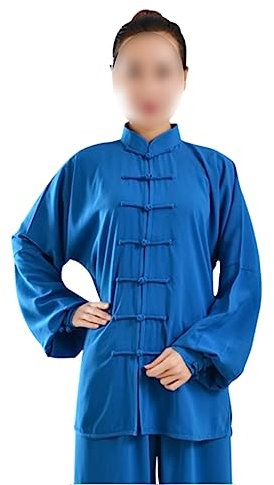 FGDIUCVN Tai Chi Kleidung Zen Tai Chi Training Nationaler Stil Kampfsportkleidung Kung Fu Kleidung Baumwolle Plus Seide Blau Unisex Atmungsaktiv Entspannung Weich Anfänger