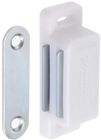 DTGN 46x15mm(LxW) Cabinets Magnets Latch - 1 Pack - Good for Kitchen Cupboard Drawer Furniture - ABS Plastic Magnetic Closure Closet Door Catch - White