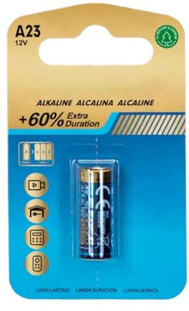 Alkaliskt batteri 23 A, 12 V, perfekt för elektroniska enheter, ger pålitlig och hållbar energi. Levereras i enhet, perfekt för daglig användning.