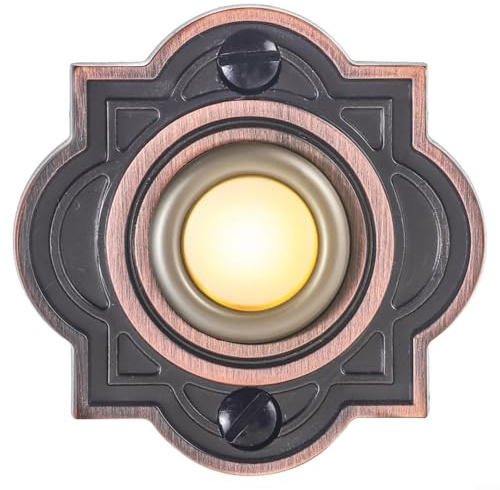 Wenyouya Pulsante per campanello illuminato con viti, campanello illuminato a LED cablato in bronzo, pulsante in metallo resistente alle intemperie per ingresso domestico, facile installazione