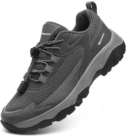 WEDXDEW Scarpe Pianta Larga Uomo Larghi o Alluce Diabetici Senza Lacci Trekking Casual Per Camminare Mocassini da Larghezza Ampia Comfort(Gray,42 EU)
