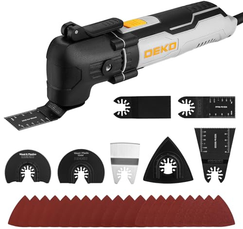 Oscillating Multi Tools 300W: DEKOPRO 15000-22000 RPM Electric Corded Multi Tool, 6-Speed Control, 3° Oscillating Tools Angle, Soft-Grip Oscillating Saw for Wood, Plastic, Soft Metal