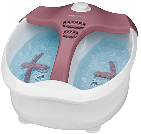 ProfiCare PC-FM 3027 Fußmassagegerät, beheizte Fußauflage, intensiver Whirpool-Effekt, 4-Stufenschalter, Anwendung mit und ohne Wasser möglich, weiß-rot
