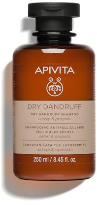 Apivita Shampooing Antipelliculaire 250ml - Pellicules Sèches - Céleri, Propolis et Huile De Tea Tree - Traitement Naturel qui Hydrate et Soulage les Démangeaisons du Cuir Chevelu Sec