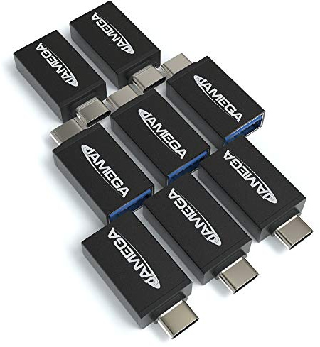 JAMEGA – USB C auf USB A 3.0 OTG Adapter 6er Pack kompatibel mit MacBook Pro 2017/2016, Google Chromebook Pixelbook, Samsung Galaxy S9 S8 Note8, Huawei, Google Pixel UVM.