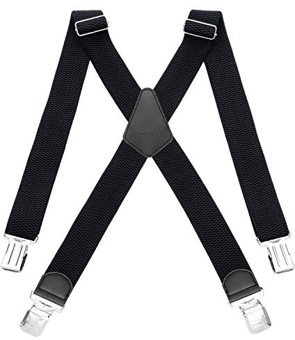 HBselect Hosenträger Herren mit 4 starken Clips 4 cm breit X-formoig elastisch einstellbar Länge für Damen Buro